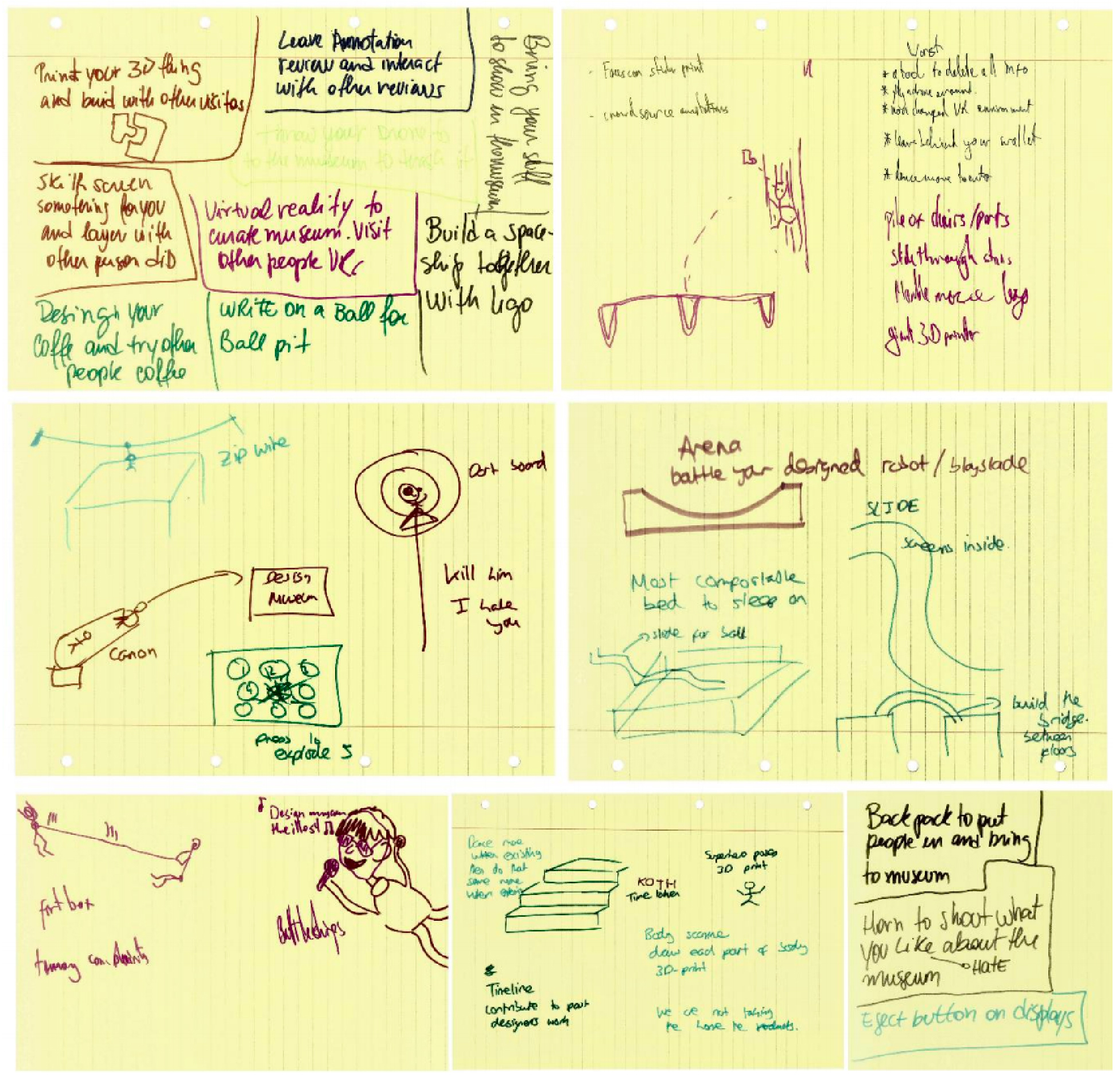 Varied sketches during initial ideation session